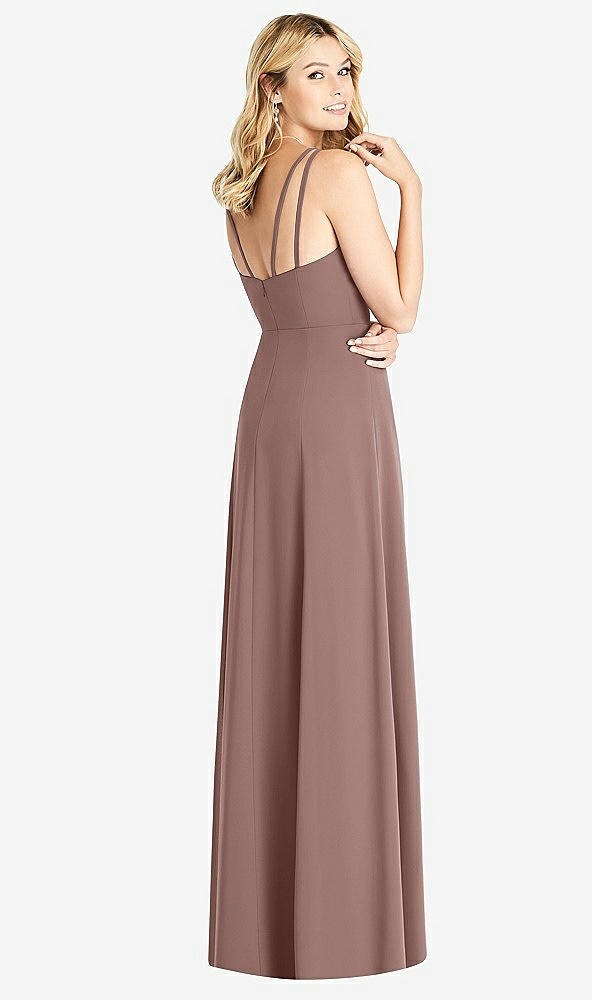 Back View - Sienna Dual Spaghetti Strap Crepe Dress with Front Slits