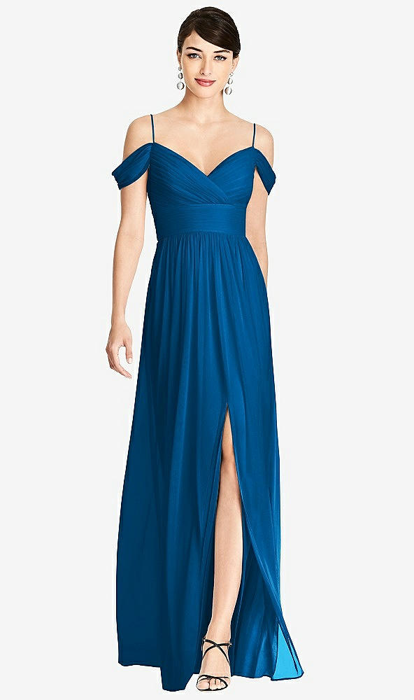 Front View - Cerulean Alfred Sung Bridesmaid Dress D743