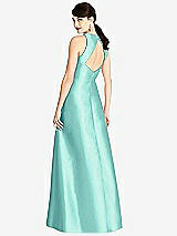 Rear View Thumbnail - Coastal Sleeveless Open-Back Satin A-Line Dress