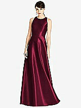 Front View Thumbnail - Cabernet Sleeveless Open-Back Satin A-Line Dress