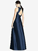 Rear View Thumbnail - Midnight Navy Sleeveless Open-Back Satin A-Line Dress