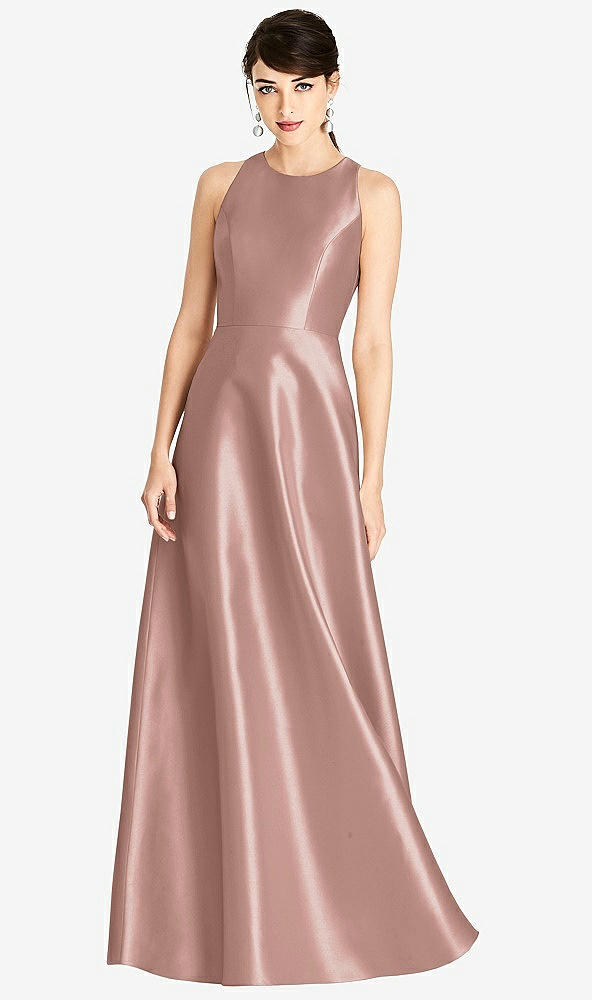 Front View - Neu Nude Sleeveless Open-Back Satin A-Line Dress