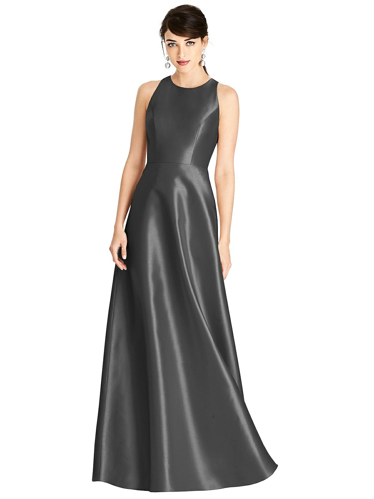 ALFRED SUNG D779 V-NECK SATIN selling CAP SLEEVE MIDNIGHT E31 GOWN sz 16