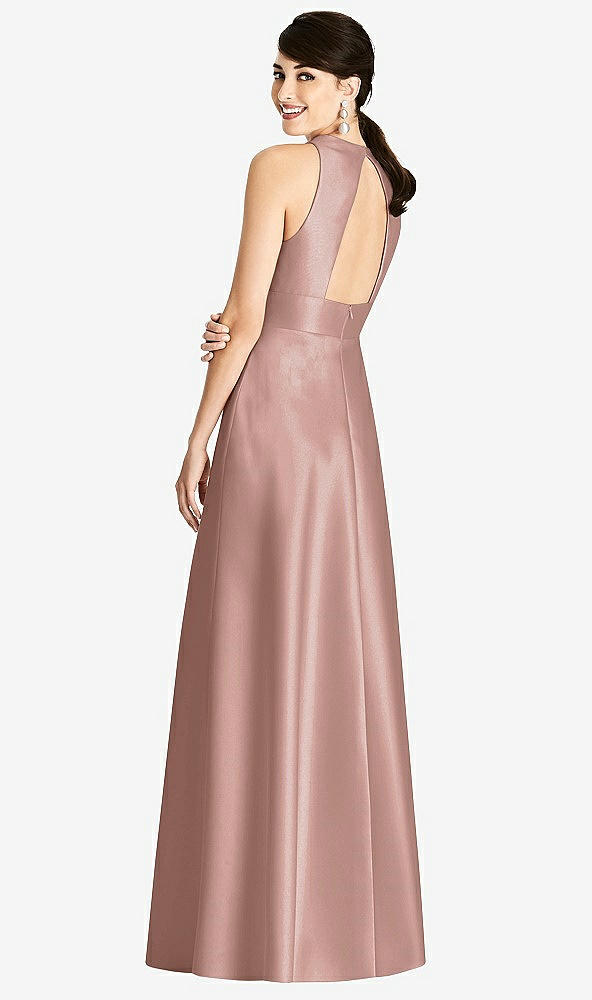 Back View - Neu Nude Sleeveless Open-Back Pleated Skirt Dress with Pockets