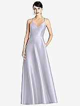 Front View Thumbnail - Silver Dove V-Neck Full Skirt Satin Maxi Dress