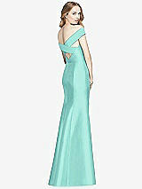 Rear View Thumbnail - Coastal Off-the-Shoulder Criss Cross Back Satin Dress