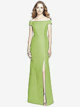 Front View Thumbnail - Mojito Off-the-Shoulder Criss Cross Back Satin Dress