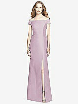 Front View Thumbnail - Suede Rose Off-the-Shoulder Criss Cross Back Satin Dress