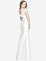 Rear View Thumbnail - White Off-the-Shoulder Criss Cross Back Satin Dress