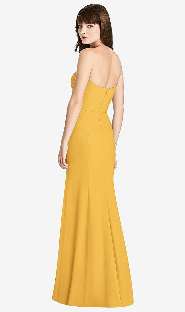 Back View - NYC Yellow Strapless Crepe Trumpet Gown with Front Slit