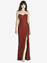 Front View Thumbnail - Auburn Moon Strapless Crepe Trumpet Gown with Front Slit