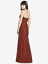 Rear View Thumbnail - Auburn Moon Strapless Crepe Trumpet Gown with Front Slit