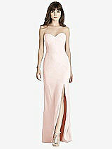 Front View Thumbnail - Blush Strapless Crepe Trumpet Gown with Front Slit