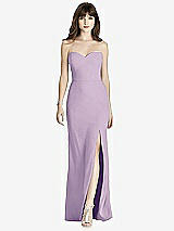 Front View Thumbnail - Pale Purple Strapless Crepe Trumpet Gown with Front Slit