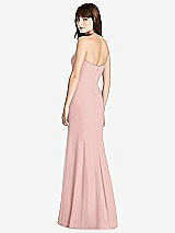 Rear View Thumbnail - Rose - PANTONE Rose Quartz Strapless Crepe Trumpet Gown with Front Slit