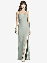 Front View Thumbnail - Willow Green Strapless Crepe Trumpet Gown with Front Slit