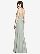 Rear View Thumbnail - Willow Green Strapless Crepe Trumpet Gown with Front Slit