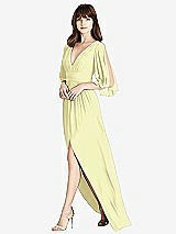 Front View Thumbnail - Butter Yellow Split Sleeve Backless Chiffon Maxi Dress