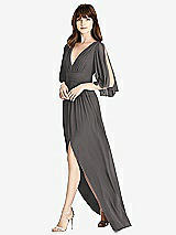 Front View Thumbnail - Caviar Gray Split Sleeve Backless Chiffon Maxi Dress