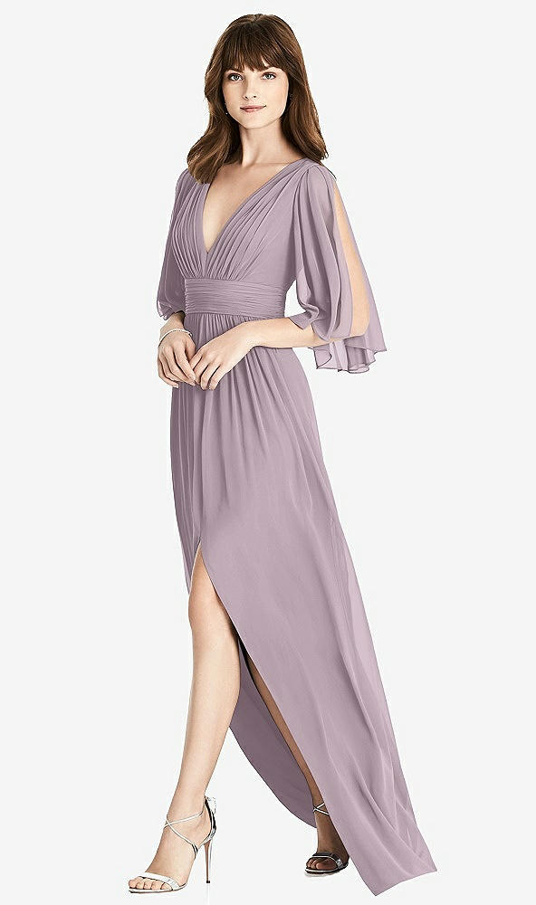 Front View - Lilac Dusk Split Sleeve Backless Chiffon Maxi Dress