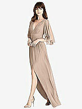 Front View Thumbnail - Topaz Split Sleeve Backless Chiffon Maxi Dress