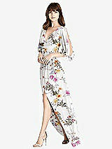 Front View Thumbnail - Butterfly Botanica Ivory Split Sleeve Backless Chiffon Maxi Dress