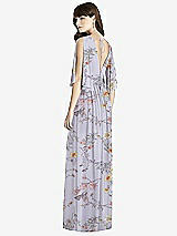 Rear View Thumbnail - Butterfly Botanica Silver Dove Split Sleeve Backless Chiffon Maxi Dress