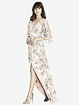 Front View Thumbnail - Blush Garden Split Sleeve Backless Chiffon Maxi Dress