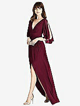 Front View Thumbnail - Cabernet Split Sleeve Backless Chiffon Maxi Dress