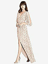 Front View Thumbnail - Coquette Floral Print Split Sleeve Backless Chiffon Maxi Dress