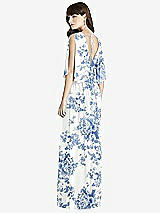 Rear View Thumbnail - Cottage Rose Dusk Blue Split Sleeve Backless Chiffon Maxi Dress