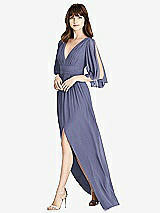 Front View Thumbnail - French Blue Split Sleeve Backless Chiffon Maxi Dress