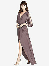 Front View Thumbnail - French Truffle Split Sleeve Backless Chiffon Maxi Dress