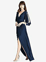 Front View Thumbnail - Midnight Navy Split Sleeve Backless Chiffon Maxi Dress