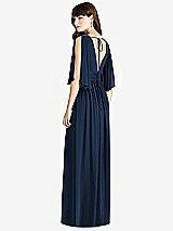 Rear View Thumbnail - Midnight Navy Split Sleeve Backless Chiffon Maxi Dress