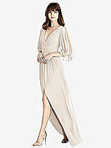 Front View Thumbnail - Oat Split Sleeve Backless Chiffon Maxi Dress