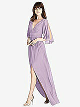 Front View Thumbnail - Pale Purple Split Sleeve Backless Chiffon Maxi Dress