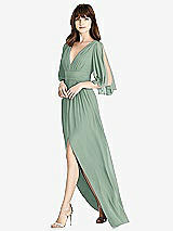 Front View Thumbnail - Seagrass Split Sleeve Backless Chiffon Maxi Dress