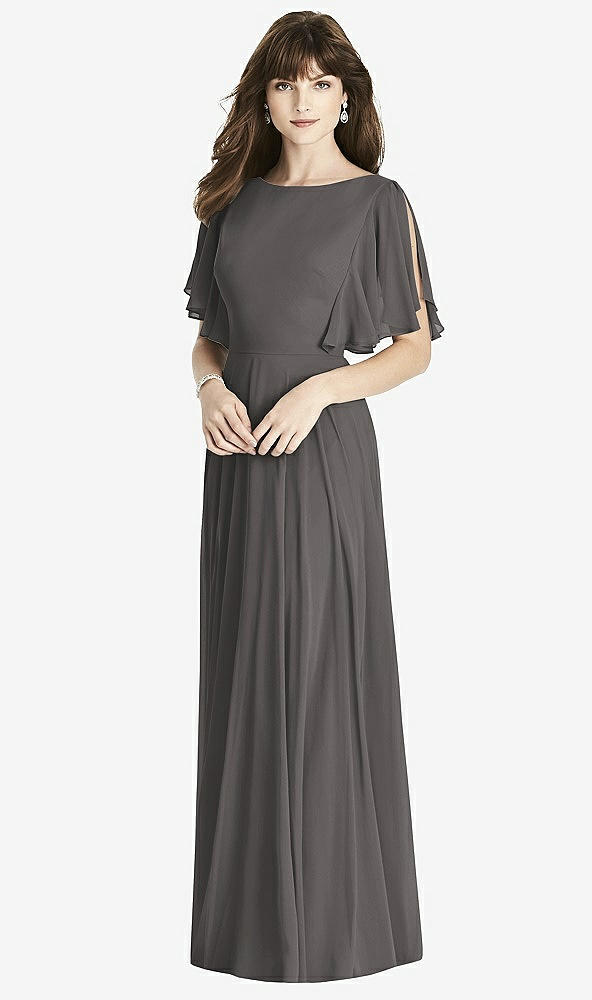 Front View - Caviar Gray After Six Bridesmaid Dress 6778