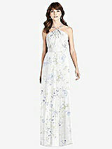 Front View Thumbnail - Bleu Garden Jeweled Twist Halter Maxi Dress