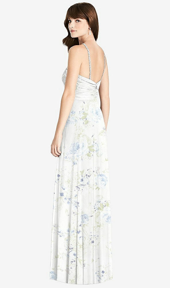 Back View - Bleu Garden Jeweled Twist Halter Maxi Dress