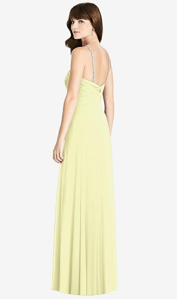 Back View - Butter Yellow Jeweled Twist Halter Maxi Dress