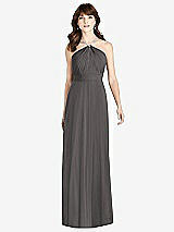 Front View Thumbnail - Caviar Gray Jeweled Twist Halter Maxi Dress