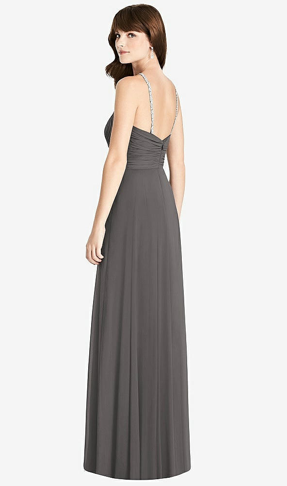 Back View - Caviar Gray Jeweled Twist Halter Maxi Dress