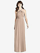 Front View Thumbnail - Topaz Jeweled Twist Halter Maxi Dress