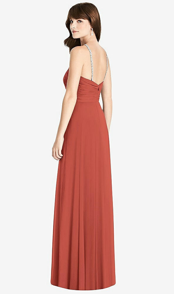 Back View - Amber Sunset Jeweled Twist Halter Maxi Dress