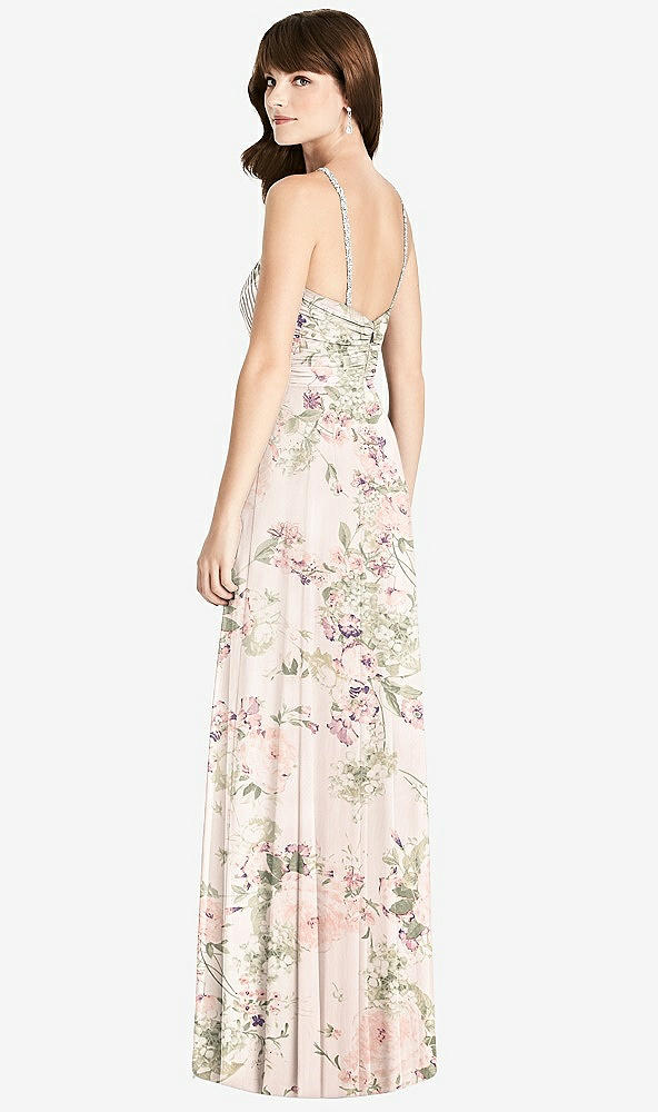 Back View - Blush Garden Jeweled Twist Halter Maxi Dress