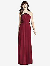 Front View Thumbnail - Burgundy Jeweled Twist Halter Maxi Dress