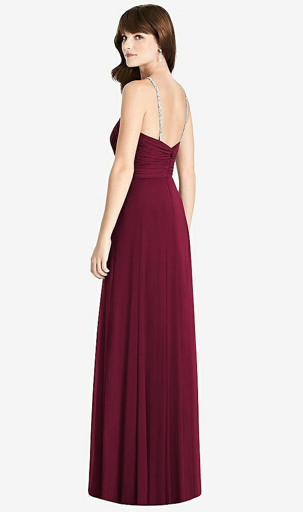 Back View - Cabernet Jeweled Twist Halter Maxi Dress