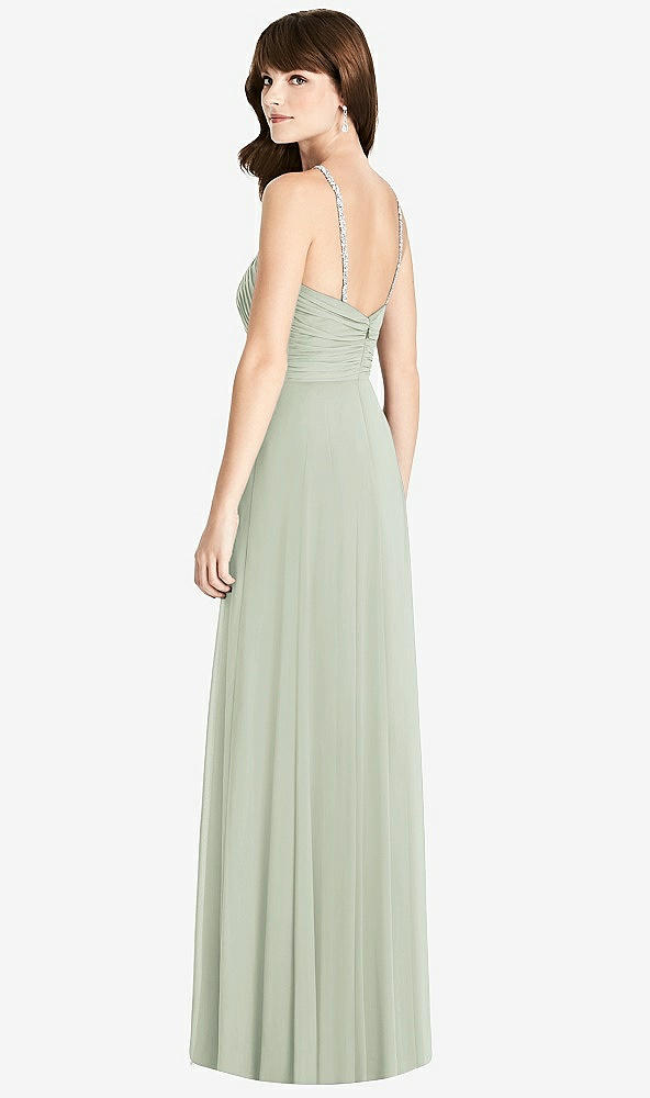 Back View - Celadon Jeweled Twist Halter Maxi Dress